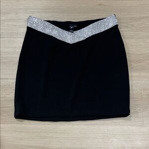 Windsor Black Mini Skirt with Silver Detail